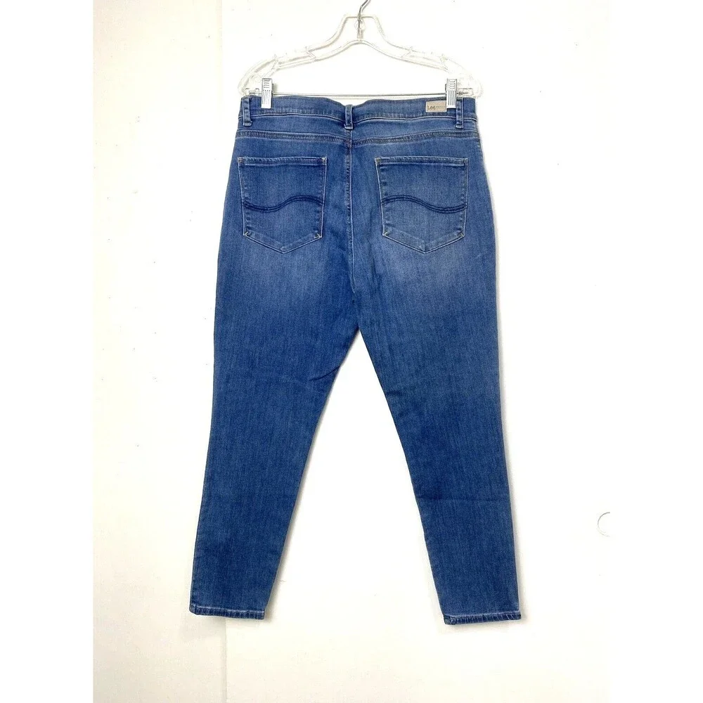 Lee Blue Jeans Women's 32 Sculpting Slim Fit Ankle Jegging Mid Rise Embroidered